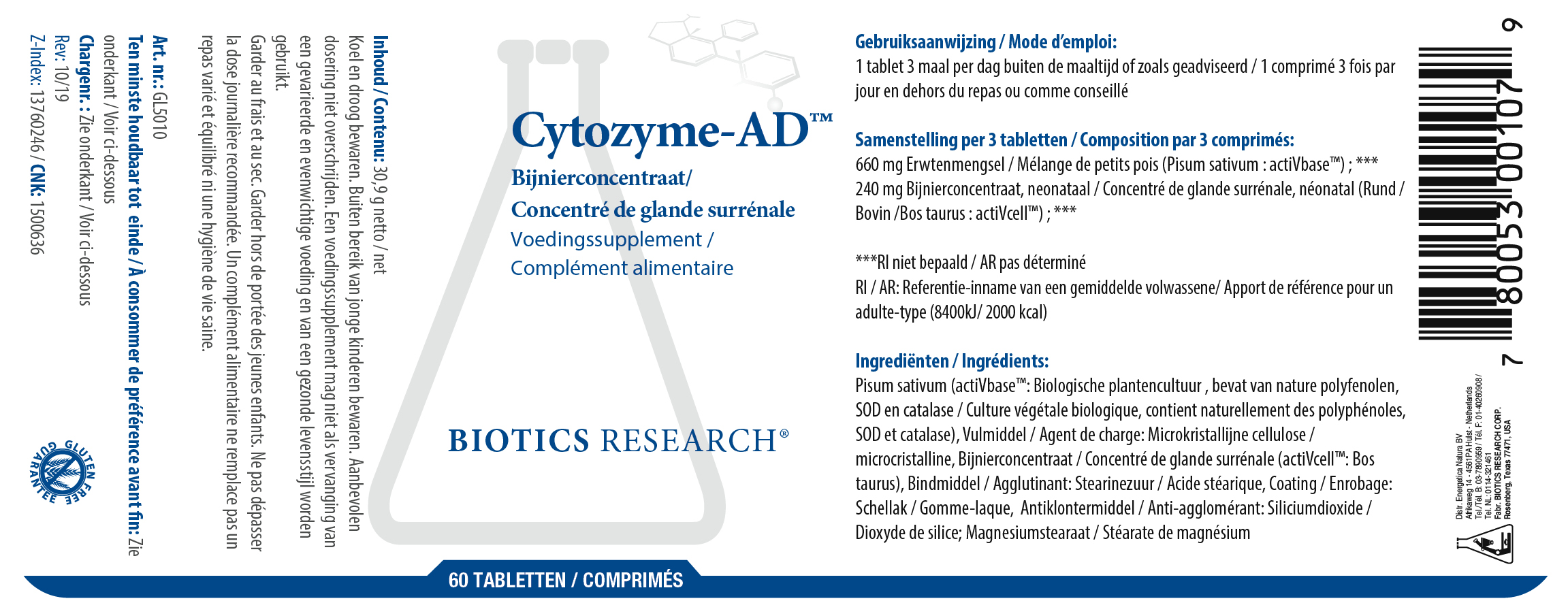 CytozymeAD 60/180 Tabletten van Biotics Energetica Natura